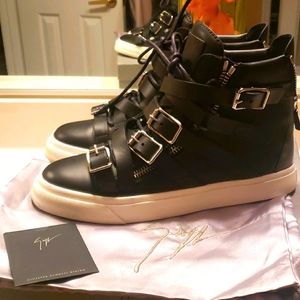 GIUSEPPE Zanotti real leather strappy high top SNEAKERS worn 1x  EU 39
